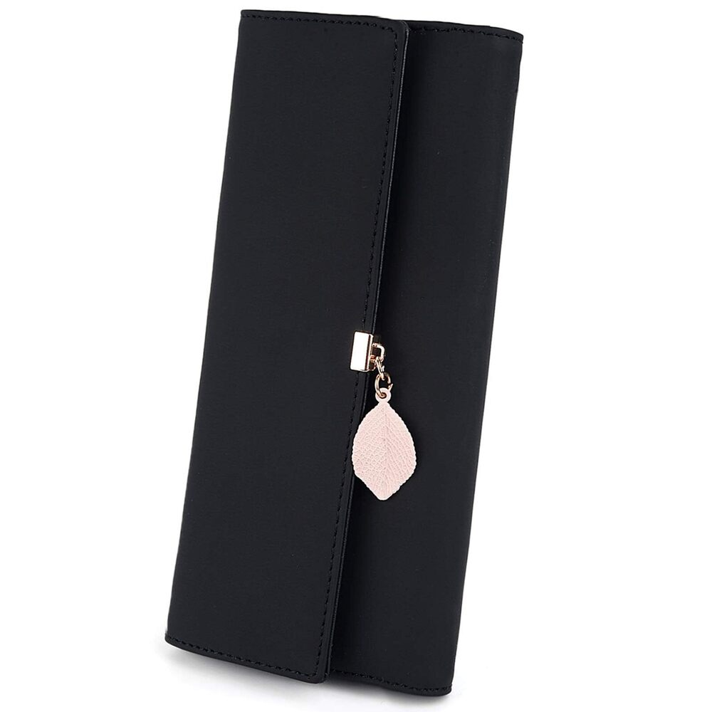2541 RFID Wallet PU Leather Leaf Pendant Card Holder Phone Checkbook